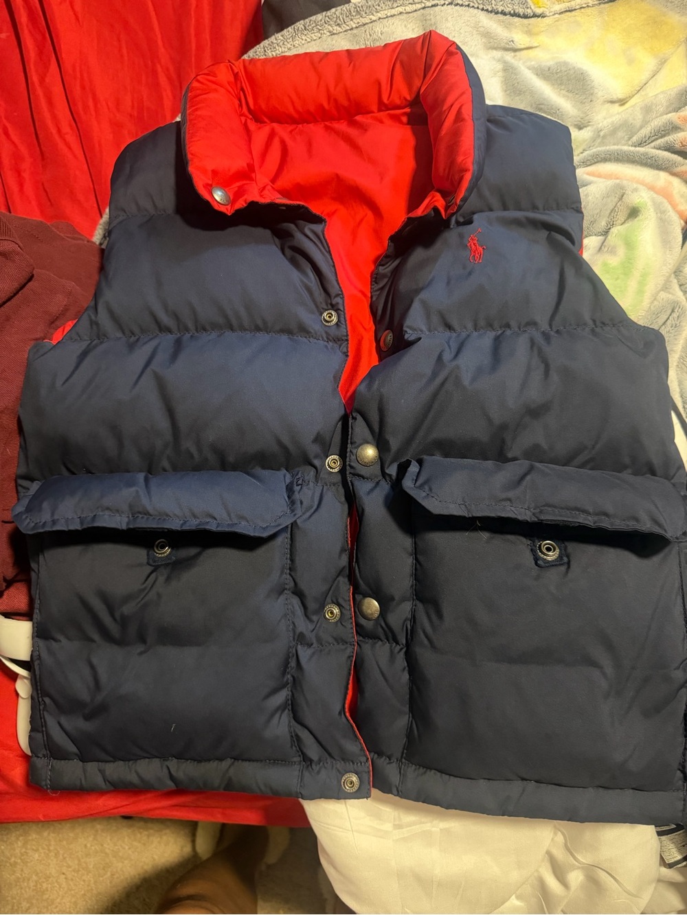 Polo by Ralph Lauren Navy Puffer Vest with Red Lining